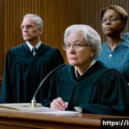 Home 26 민사소송법상 대법원 판례 - A dignified courtroom scene, bathed in soft, hopeful light filtering through tall windows, with a di...